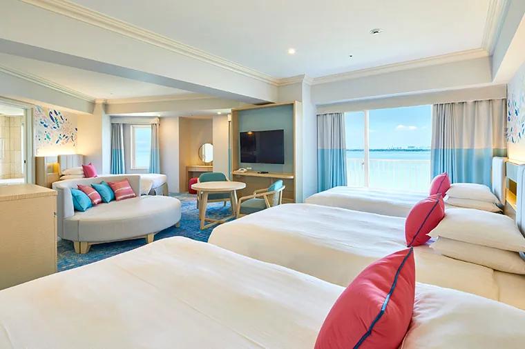 ห้อง Family Deluxe ของ Grand Nikko Tokyo Bay Maihama มีเตียงคงที่ 4 เตียง