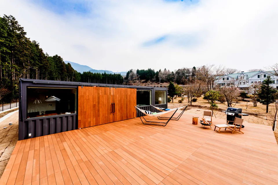 Fujino Kirameki cabin at the foot of Mount Fuji for an overnight stay