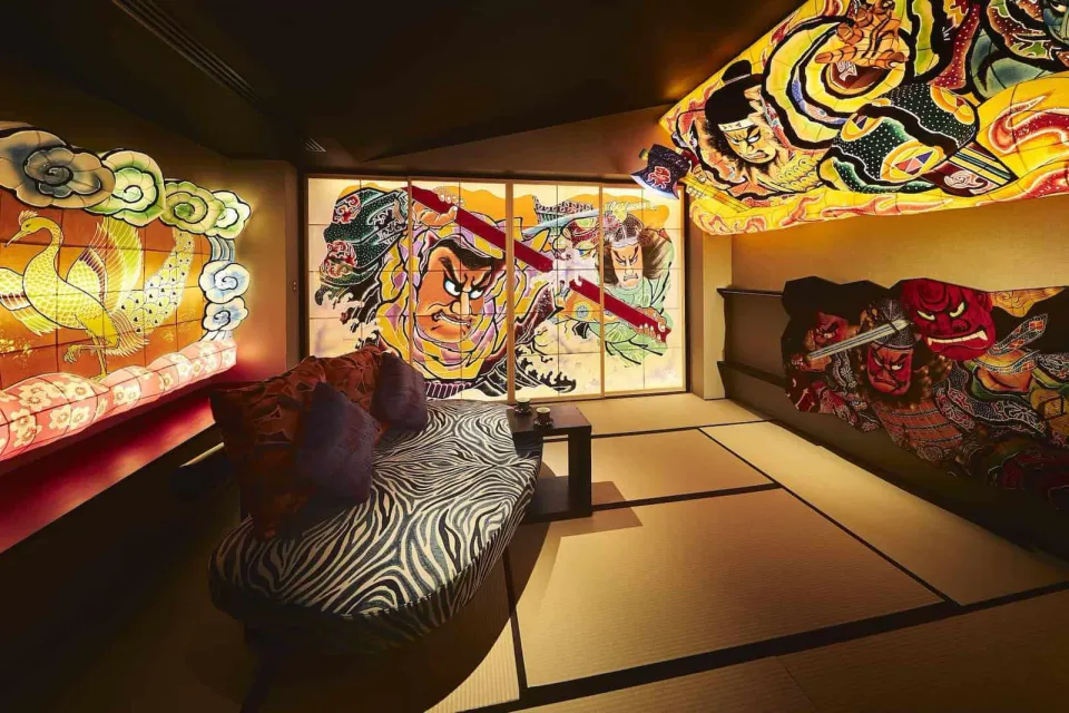 Hoshino Resorts Aomoriya Nebuta-themed guest room for a family festival stay