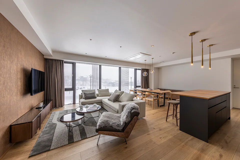Intuition Niseko วิลล่าสามห้องนอนพร้อมวิวภูเขาโยเทอิ ห้องนั่งเล่น