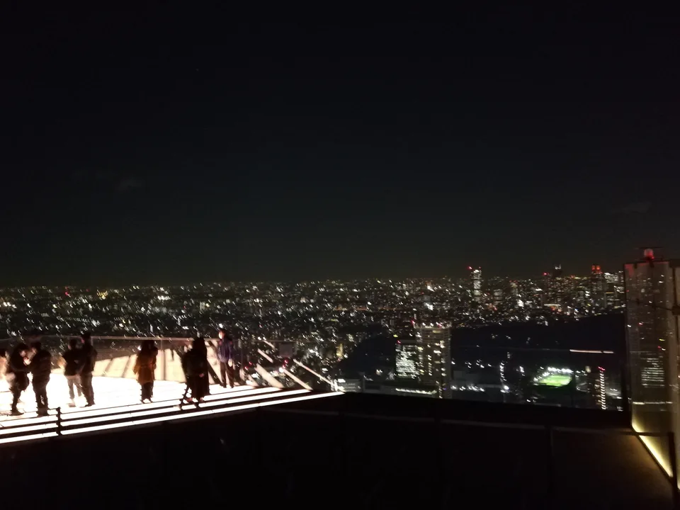 วิวจาก SKY STAGE ของ SHIBUYA SKY ช่วงเย็น ซึ่งเหมาะกับการดูเมืองเปลี่ยนจากกลางวันเป็นกลางคืน